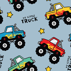 Cartoon Monster Truck Pattern Background © atap