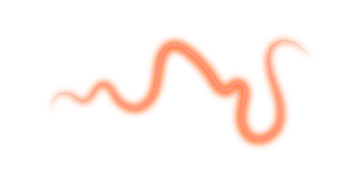 Abstract glowing coral red neon wave line on a clean white background, soft blurred organic curves with luminous edges, minimalist fluid light design for modern digital art and creative graphic projec