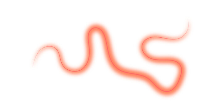 Abstract glowing coral red neon wave line on a clean white background, soft blurred organic curves with luminous edges, minimalist fluid light design for modern digital art and creative graphic projec