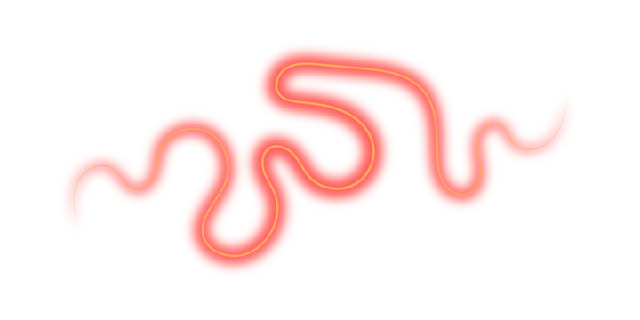 Abstract glowing coral red neon wave line on a clean white background, soft blurred organic curves with luminous edges, minimalist fluid light design for modern digital art and creative graphic projec