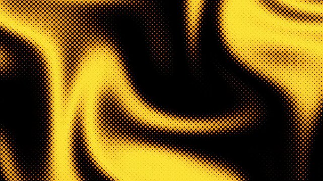 Abstract Halftone Yellow Wave Background with Flowing Dot Pattern