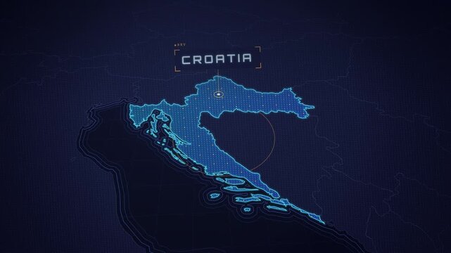 Digital map of Croatia highlighting the country's borders and geographic location in Europe.