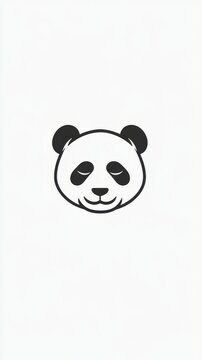 Minimalist panda face icon illustration for modern graphic design projects and creative digital media background assets