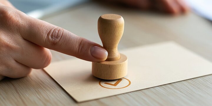 Hand Pressing Wooden Approval Stamp
