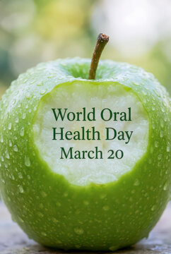 World oral health day message on green apple