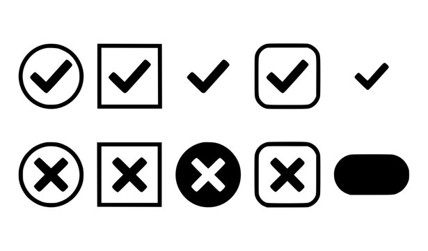 Minimal Green Tick and Red X Icons for Digital Forms and User Interfaces