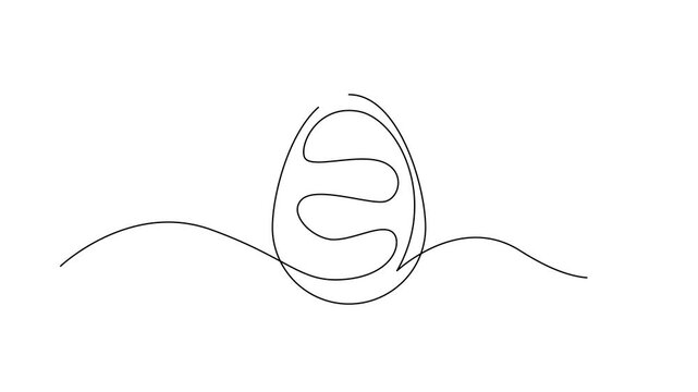 Animated Continuous Line Drawing of Easter Eggs, Minimalist Line Art on White Background
