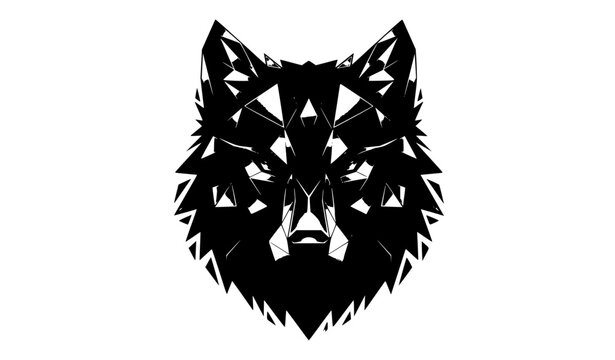 Stylized geometric polygon wolf head vector icon illustration
