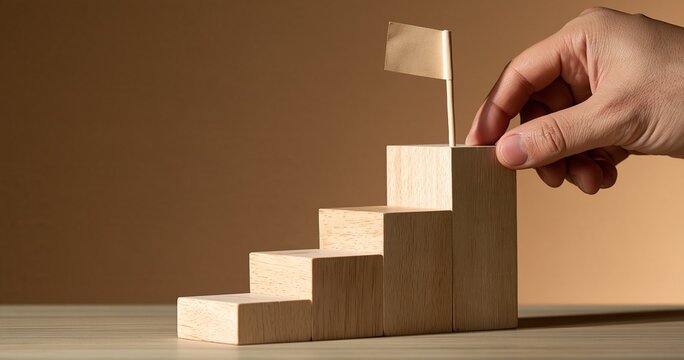 Hand Building Wooden Staircase With Flag