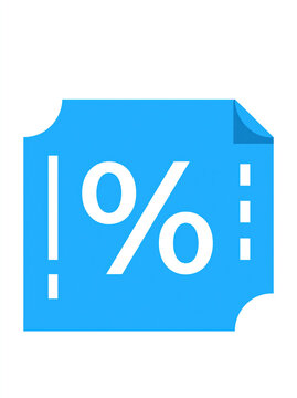 Blue ticket coupon discount sale percentage promotion voucher icon paper minimal blue ticket coupon discount sale percentage promotion voucher icon paper flat design illustration offer code deal