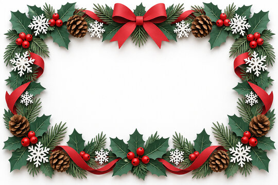 Paper cut Christmas frame top view