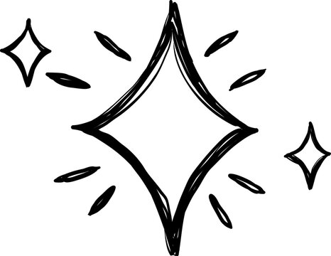 Hand Drawn Strar Sparkle Isolated Background.