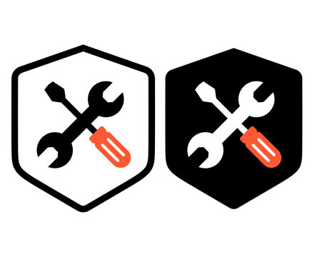 Wrench and Screwdriver Icon Set for Repair and Maintenance Services isolated on white background