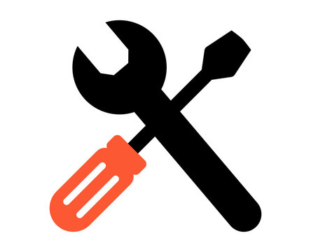 Wrench and Screwdriver Tools Icon isolated on white background