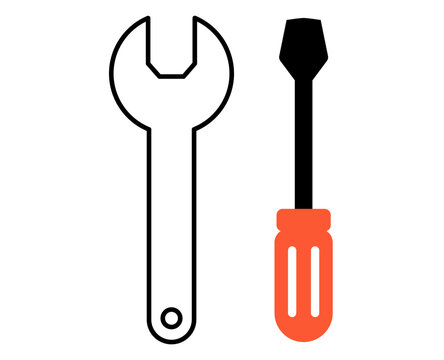 Wrench and Screwdriver Tools Icon Set isolated on white background