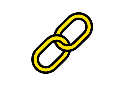 Yellow chain link icon for hyperlink and connection