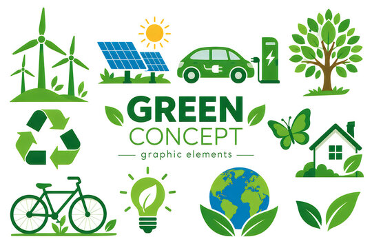Green Eco-Friendly Concept Vector Icons Set
