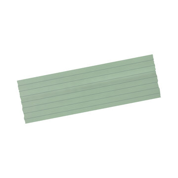 Green corrugated roofing sheet isolated on white background