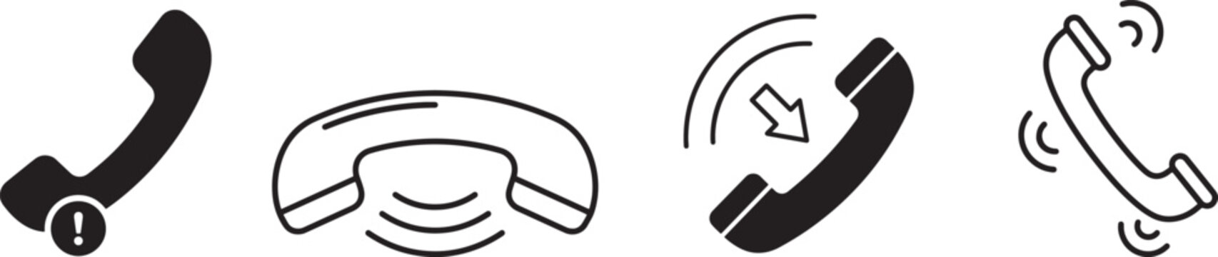 Ringing phone icon designed for missed-call notices, callback reminders and call history interfaces