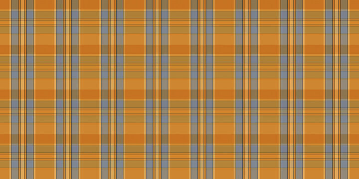 Orange and blue plaid pattern seamless tartan texture geometric checkered fabric background for textile design and wallpaper