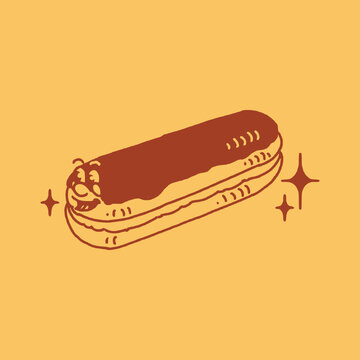 Chocolate Eclair Cartoon Stock Vector