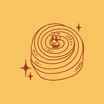 Vector Cartoon Illustration of Pastry Cruffin