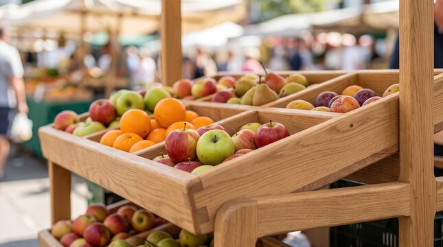 Fresh Fruit Display at Outdoor Farmers Market
