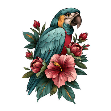 parrot on a flower