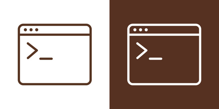 Terminal window icon, command line interface symbol, computer software development concept, flat vector illustration for web and mobile application design