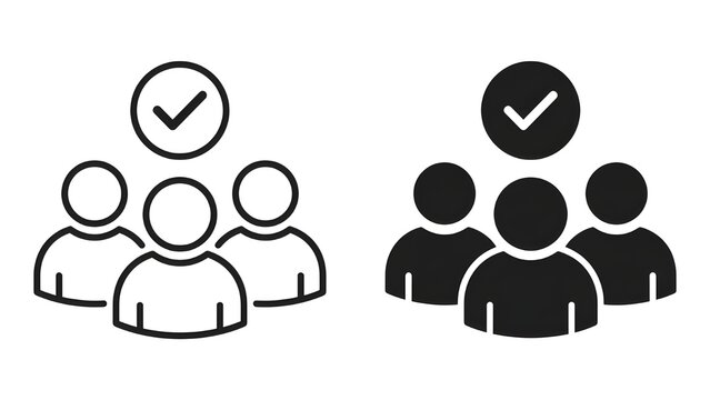 Approved staff icon set for corporate human resources and teamwork project management user interface design on transparent background Yay
