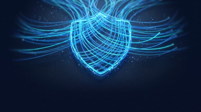 Abstract Cyber Security Network Concept with Glowing Fiber Optics