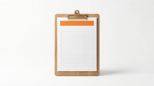 Wooden Clipboard Holding a Blank Lined Document