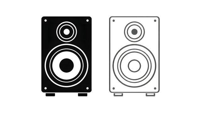 Black and white speaker icons for audio equipment design and branding