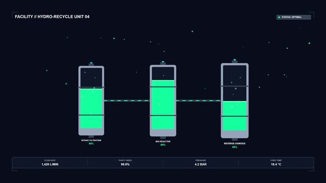 Hydro recycle unit showing three processing stages