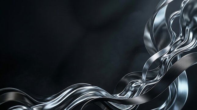 Abstract metallic waves on dark background