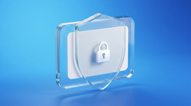 Cyber Security and Data Protection Concept with Padlock and Glass Shield