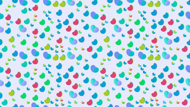 Scattered colorful rounded shapes and hearts pattern