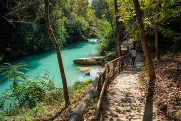 Fototapeta premium Italy Tuscany Colle Val d'Elsa the river the waterfalls flora and fauna