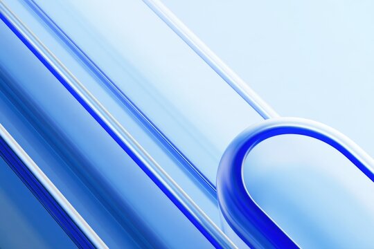 Glossy blue abstract bands with a sweeping curved loop; clean geometric background for branding and presentation design