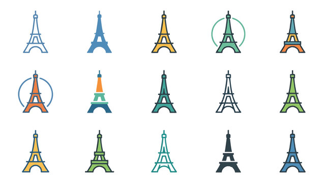 Minimalist vector illustration of the iconic Eiffel Tower in Paris, France, featuring a clean linear design suitable for travel logos, tourism branding, and European architecture.