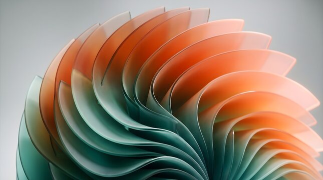 Abstract layered spiral sculpture with gradient colors