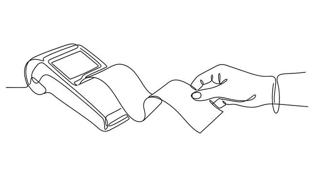 Hand Receiving Receipt at Checkout Line Drawing