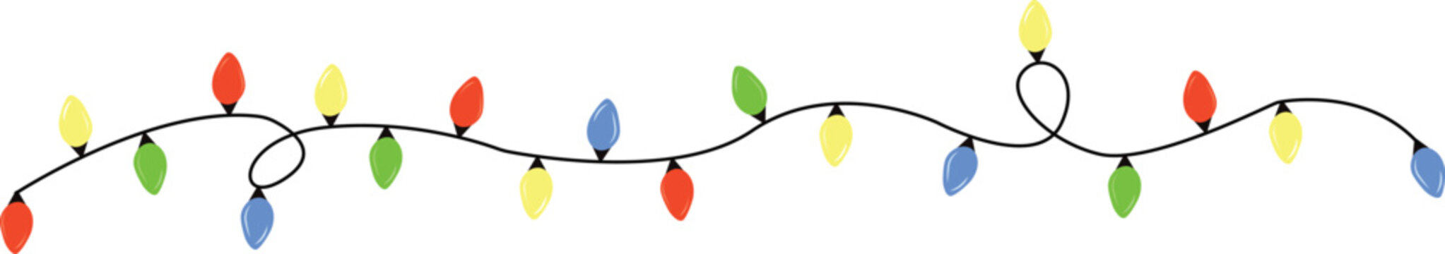 Colorful Christmas string lights decoration on a thin black wire
