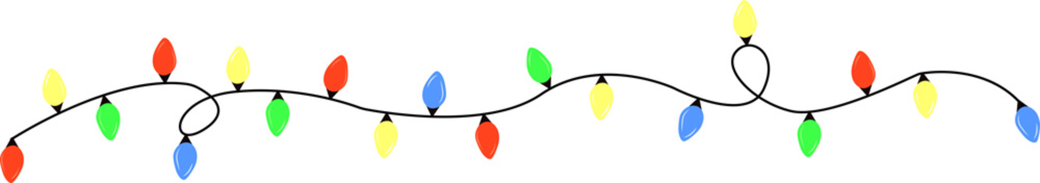 Colorful Christmas string lights decoration on a thin black wire