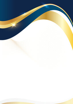 a portrait elegant abstract blue gold curve for corporate certificate background template