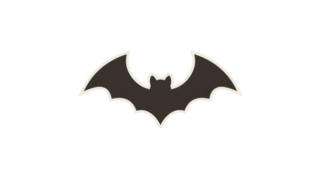 Bat silhouette sticker icon with wings spread isolated on transparent background