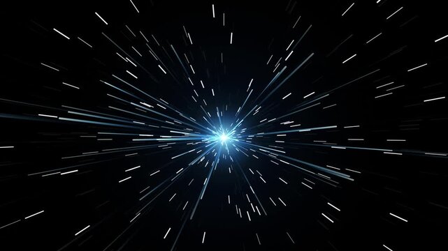 Hyperspace Star Speed Warp Light Rays Burst In Dark Space Motion Background