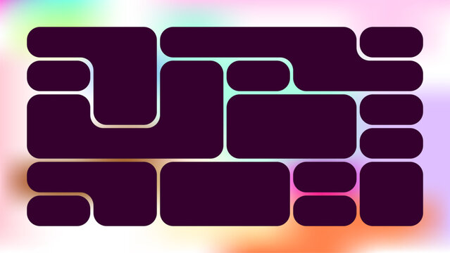 Gradient Bento Grid. Plum Blocks on Multicolor Blur for Web Design