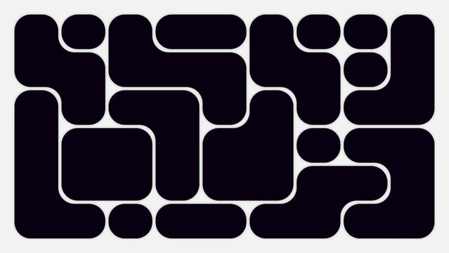 Black Bento Grid. Rounded Shapes on White for Web and Collage Design