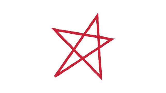 hand drawn pentagram star on alpha transparent background